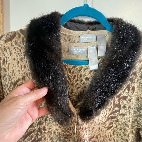 Liz Claiborne Collection Petite Lion Print L/S Faux Neck Button Down
Sweater - Picture 2 of 8